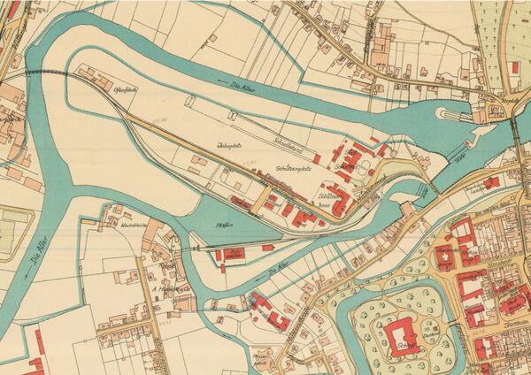 Stadtplanausschnitt 1925 Allerinsel